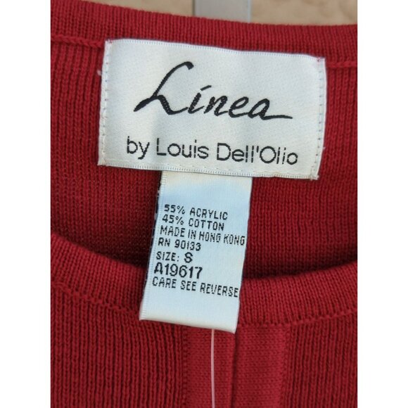 Vtg Linea Louis Dell Olio Womens Size Small Red Long Stretch Pullover Dress - Picture 2 of 10